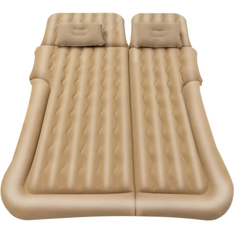 Colchón de aire inflable, colchón, para SUV, coche, móvil, colchón de aire más grueso para viajes, camping, actividades al aire libre, colchón inflable extraíble con 2 almohadas y bomba, beige (1/5)