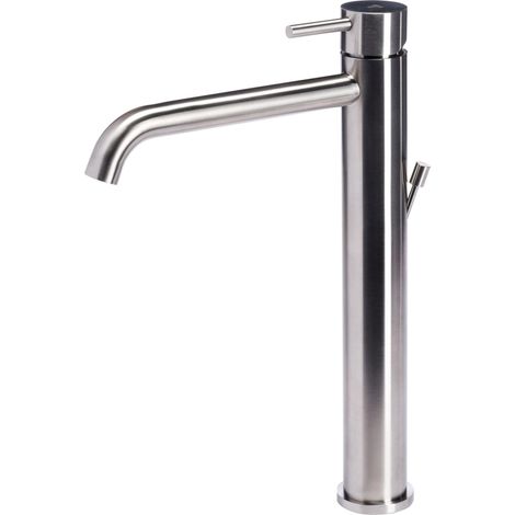Rubinetto Miscelatore Monocomando Lavabo Alto con Scarico in Acciaio Inox Satinato Nilo (1/2)