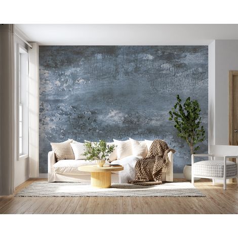 Papier peint grunge - texture de ciment bleuté vieilli - 150 x 250 cm (1/2)