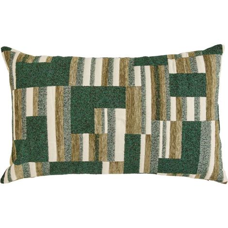Coussin Déco en Jacquard Chenillé "Calix" 30x50cm Kaki