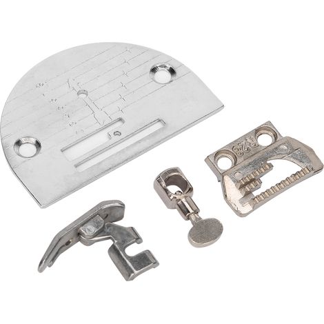 Ensemble de pied presseur dentelé pour plaque à aiguille métallique et pince de serrage pour machine à coudre domestique
