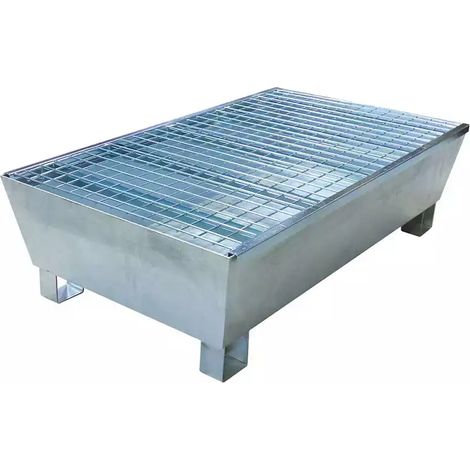 Drakkar Equipement – Bac de rétention emboîtable en acier 2 fûts 220L – Caillebotis amovible galvanisé – Charge maxi 500 kg – Dimensions 1280 x 740 x 360 mm
