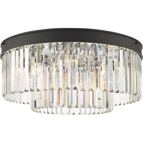 Dar Celeus Plafonnier 6 Lumières Anthracite Mat & Cristal (1/5)