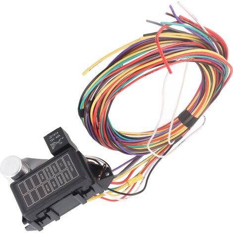 Kit de faisceau électrique 12V universel 8 circuits avec porte-fusibles pour voiture américaine, hot rod, street rod et véhicule modifié (1/5)