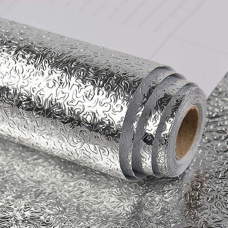 papier Peint En Aluminium Argent Impermable Pour Cuisine Dosseret De Comptoir Armoire Rsistant L'huile 60cm X 500cm Pvc Rouleau De Vinyle Auto-ad (1/5)