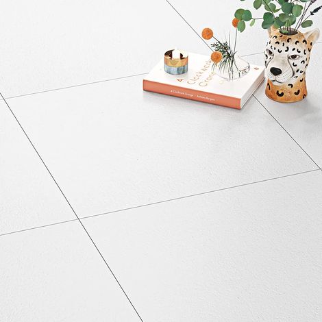 Dalle PVC Adhesive Sol Blanc Mat Autocollant de Carrelage Adhesif Sol Salle de Bain Cuisine Imperméable Revêtement de sol en PVC Adhésif Blanc Stickers de Carreaux Muraux 30X30CM 5 Dalles (1/5)