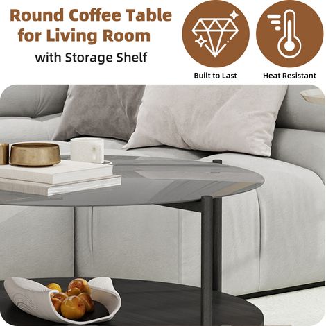 Table basse / table d'appoint, salon, plateau design, rangement caché, noir, table salon, design contemporain (1/5)