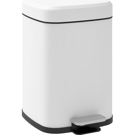 Küchenabfalleimer, 12 l, mit Soft-Close-Deckel und Pedal, herausnehmbarem Inneneimer, 24,5 x 32 x 36,5 cm, weiß (1/5)