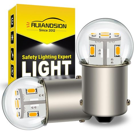 2pcs Ampoule LED 1156 24V BA15S 7506 Blanc chaud 3014 12SMD Puces LED Feux arrières LED de recul et de clignotant