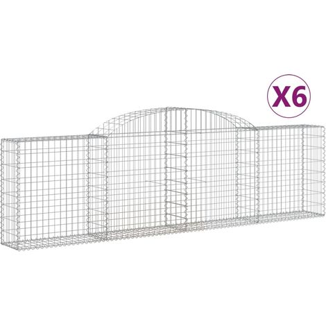 Paniers à gabions arqués 6 pcs  Mur en gabion 300x30x80/100 cm fer galvanisé