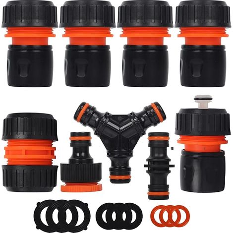 Kit de Raccord Tuyau D'arrosage Nécessaires D'arrosage - Raccord D'arrosage Rapide 19mm 3/4 Pouce,Double Mâle Pièce de Raccordement,Séparateur en Y,2 en 1 Robinet Filetage,Joint de Réparation de Tuyau (1/5)