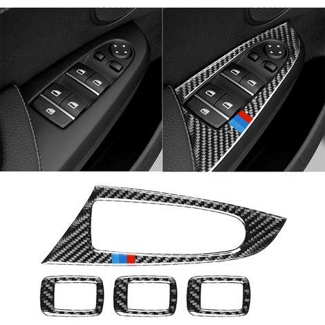 (Type B) Compatible avec BMW X3 F25 X4 F26 : autocollant décoratif pour interrupteur de lève-vitre en fibre de carbone, accessoires intérieurs (1/5)