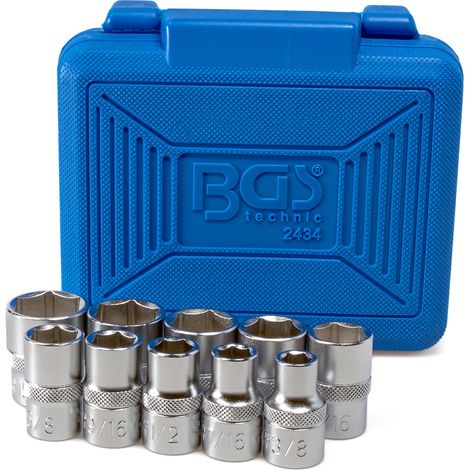 BGS - Steckschlüssel-Einsatz-Satz Sechskant Antrieb Innenvierkant 12,5 mm (1/2") - 2434 (1/5)