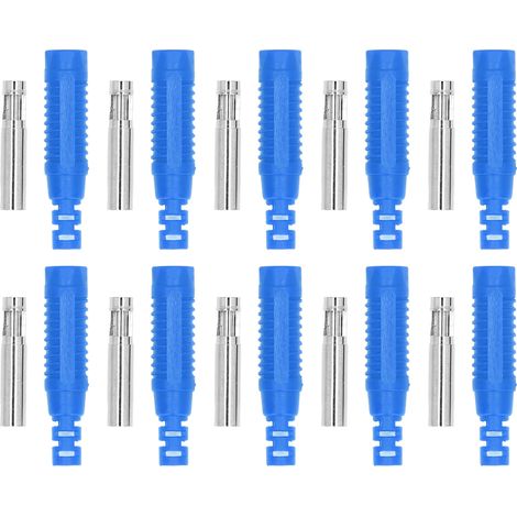 Lot de 10 douilles femelles banane laiton PA Jack connecteur tube isolant à emboîter adaptateur J.10031 bleu (1/5)