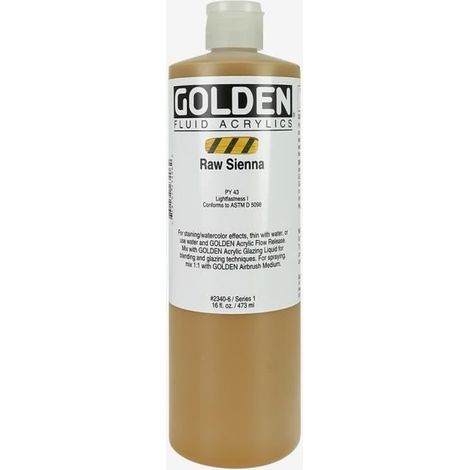 Peinture Acrylique - GOLDEN - Raw Sienna - 473ml - Couleur Marron - Haute Résistance