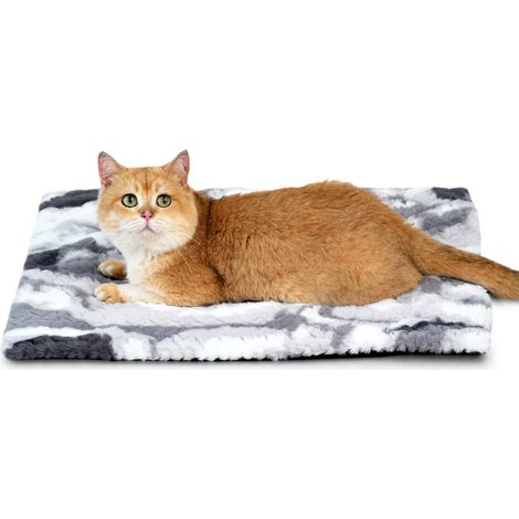 Tapis Auto-Chauffant en Peluche, 60 x 45 cm, sans Électricité, Gris Couche Thermique Silencieuse, Base Antidérapante, Lavable en Machine, pour Chatons & Petits Chiens, Intérieur & Extérieur (1/5)
