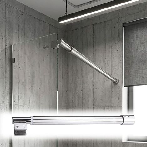 Barre de support pour paroi douche vitrée, télescopique porte (1/5)