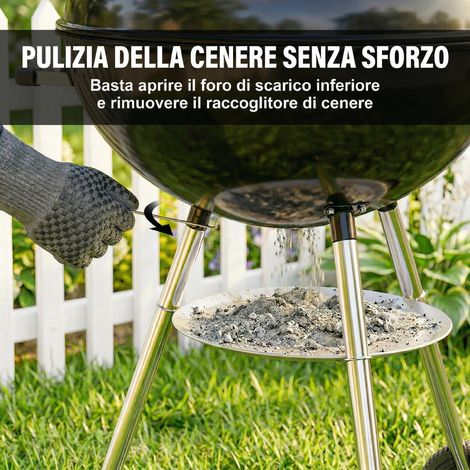 Barbecue charbon rond mobile avec couvercle, thermomètre intégré, roues noires, grille jardin extérieur portable (1/5)