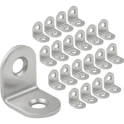 Équerre De Fixation - Lot De 20 - Acier Inoxydable - Support Angle Droit 90° - Pour Étagère Et Meuble - 20x20x16 Mm (1/5)