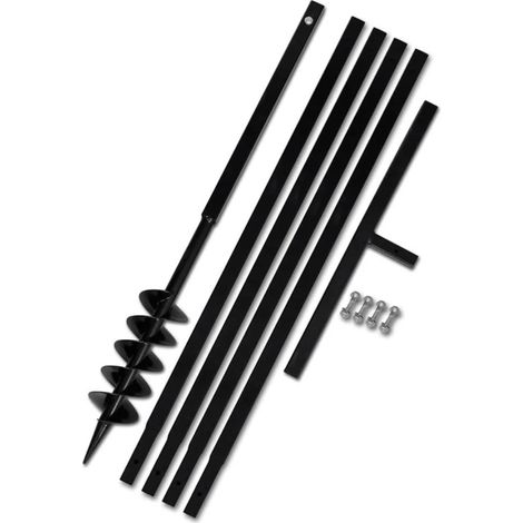 Tarière manuelle 100 mm – Longueur totale 1 m – Tube d'extension 4 x 1 m – Acier super résistant pour sols durs – Nova
