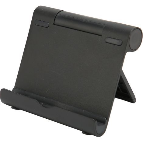 Support de téléphone rotatif 180°, pliable et portable en alliage d'aluminium avec support silicone pour tablette jusqu'à 5kg, bureau et bureau noir. (1/5)