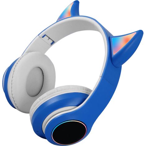 Écouteurs Bluetooth pliables HiFi avec effet lumineux, légers, confortables et mignons, sans fil, bleus (1/5)