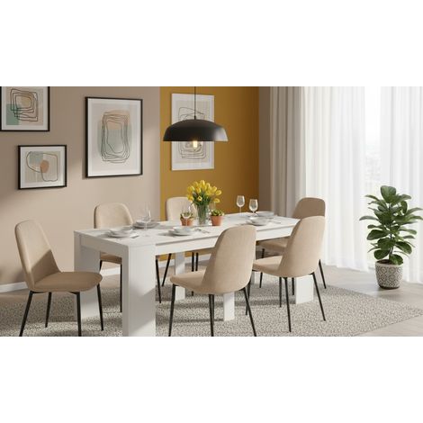 Consolle Allungabile - 10 Posti Allungabile, Bianco Lucido, -, 90x51x78h cm Londrina