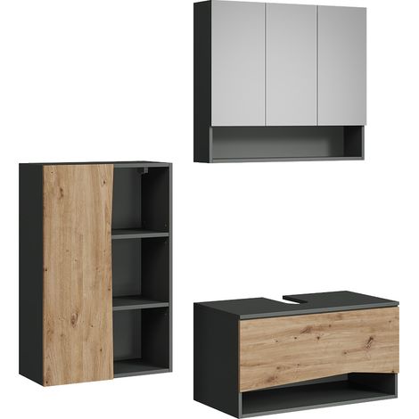 Conjunto de muebles de baño de 3 piezas Willow, Artesano, 3 partes, Vicco (1/5)