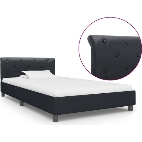 vidaXL Estructura de cama de cuero sintético negro 100x200 cm (1/5)