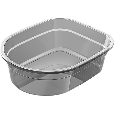 Bassin de lavage portable Baignoire rectangulaire Eau profonde Baignoire de trempage en plastique épaissi pour dortoir à la maison Gris transparent (avec crochet) 22L (1/5)