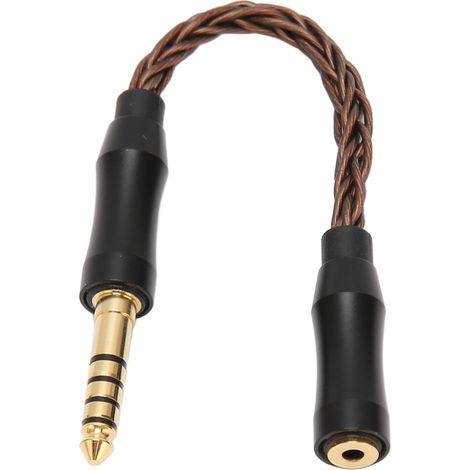 Câble audio adaptateur en cuivre monocristallin 2,5 mm femelle vers 4,4 mm mâle pour casque et haut-parleurs, 14 cm / 5,5 pouces, bronze (1/5)