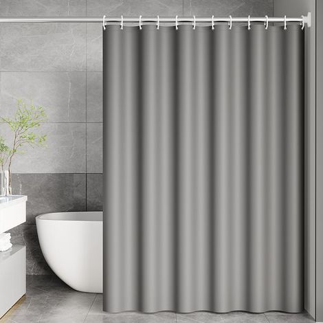 Rideau de douche - Rideau de douche imperméable - Rideau de séparation de douche - Avec anneaux en plastique - Pour douche et baignoire - 180 x 180 cm - PEVA - gris (1/5)