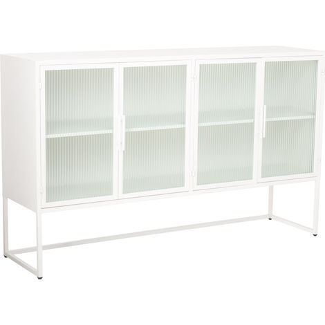 Aparador de metal blanco con 4 puertas 150x38,5x90,5h cm (1/5)