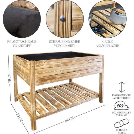 Hochbeet XL 118x79x78cm Geflammt (1/5)