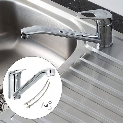 Bristan Monbloc Kitchen Sink Mixer Tap Single Lever Swivel Spout Chrome + Flexi (1/5)