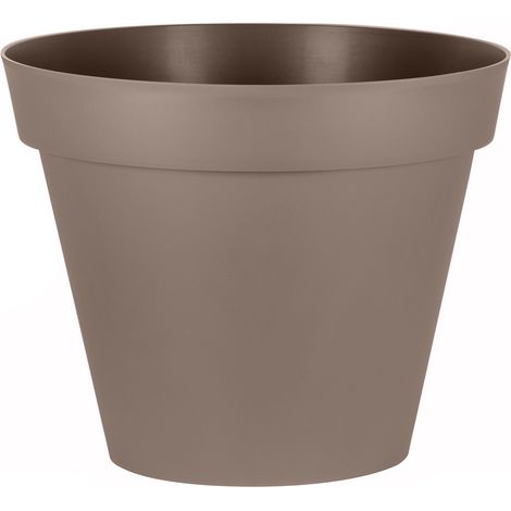 EDA – Pot de fleur rond Toscane Ø 100 cm – Hauteur 79 cm – Couleur taupe – Volume 356 L – Matériau polypropylène – Utilisation intérieur/extérieur (1/4)