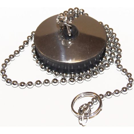 tappo inox con catena e rosone ø 40 mm.