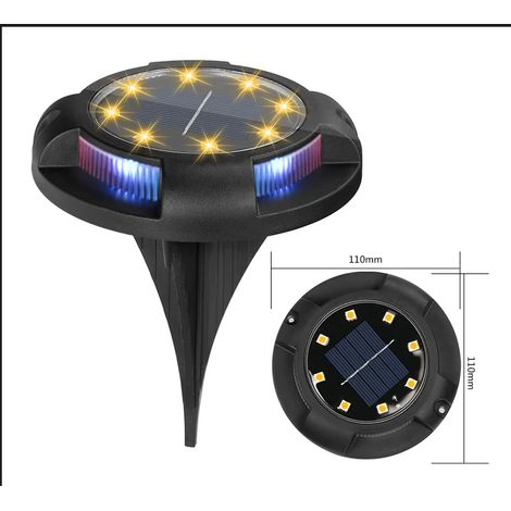 Lampes solaires de sol (1 pièce - 12 LED RGB, lumière chaude) - Décoration extérieure, étanches, compatibles avec jardin, allée, pelouse, terrasse. (1/5)