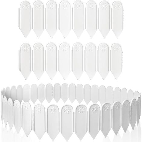 Lot de 20 bordures de jardin en plastique, 3 m, flexibles, pour jardin, parterre de fleurs, mini-clôture pour allée de jardin, hauteur 14 cm (1/5)
