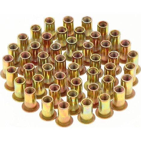 Écrou À Rivet M5 - Acier Au Carbone Zingué - Tête Plate - 10 mm × 13 mm - Pour Métal Plastique - Lot De 150 Pièces (1/5)
