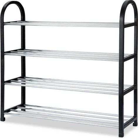 Rangement chaussure, étagère à chaussure de la tour de rangement du Cabinet Organisateur En Plastique Aluminium Métal DIY Maison Chaussures Étagère pour Hall Entrée (4 niveaux) (1/5)