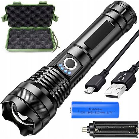 Wiederaufladbare, leistungsstarke taktische LED-Taschenlampe, ideal für Survival-Einsätze und den Einsatz im Wald, ein tolles Geschenk.