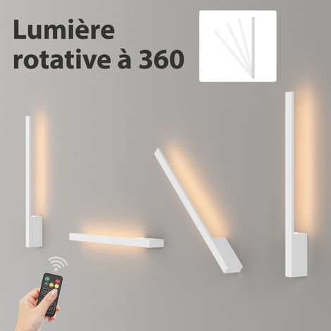 2 kabellose Wandleuchten mit Fernbedienung, dimmbarer Akku (6000 mAh), wiederaufladbar, für Wohnzimmer, 3000–6000 K, 60 cm, 5 W, Weiß (1/5)