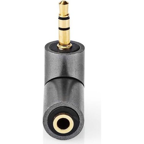 Nedis Stereo-Audio-Adapter / 3.5 mm Stecker / 3.5 mm Buchse / Vergoldet / Gerade / Aluminium / Gold / Gun Metal Grau / 1 Stück / Verpackung mit Sichtfenster