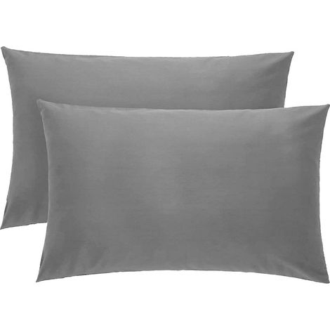 KLULK Coppia Federe Grigio 100% Cotone, 52 X 82 Cm, Set Di 2 Cuscino Letto, Chiusura A Busta, Tinta Unita, Made In Italy (1/4)