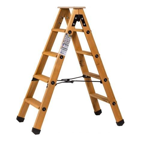 Centaure – Escabeau double accès bois 2x4 marches – Hauteur de travail 2,45m – Tablette antidérapante – Charge max 150kg – Marches striées 90mm (1/7)