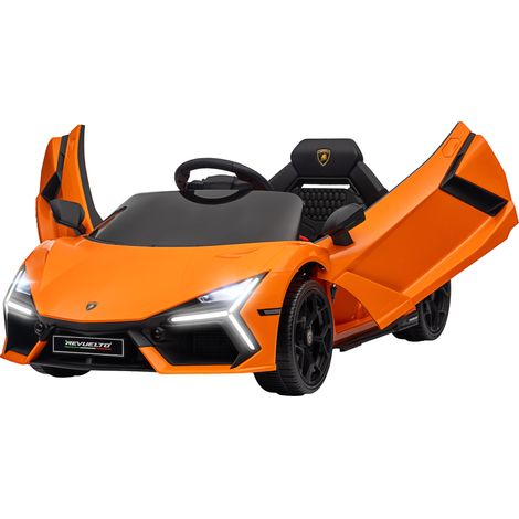 Voiture électrique enfant 3-5 ans, conduite douce, télécommandée, klaxon, plastique et métal, orange (1/5)