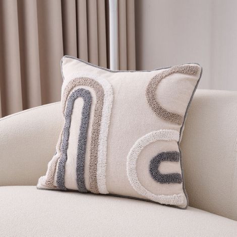 Housse de coussin décorative en lin, motif fleurs et feuilles, pour chambre, salon, canapé, 45 x 45 cm (1/5)