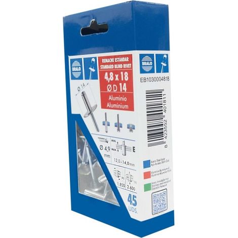 Remache c14 cabeza alomada Ø 4,8 x 18 mm bralo 50 uds (1/2)
