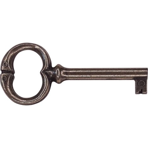 clé de serrure 77mm rond aspect bronze foncé meuble ancien décoration rustique armoire vintage patiné (1/3)
